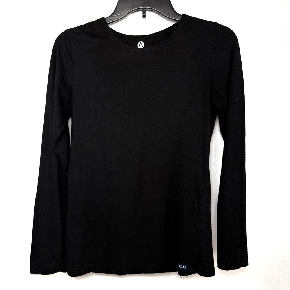 Adar Black Underscrub Top Solid Crewneck Long Sleeve T-Shirt Knit Size‎ Small